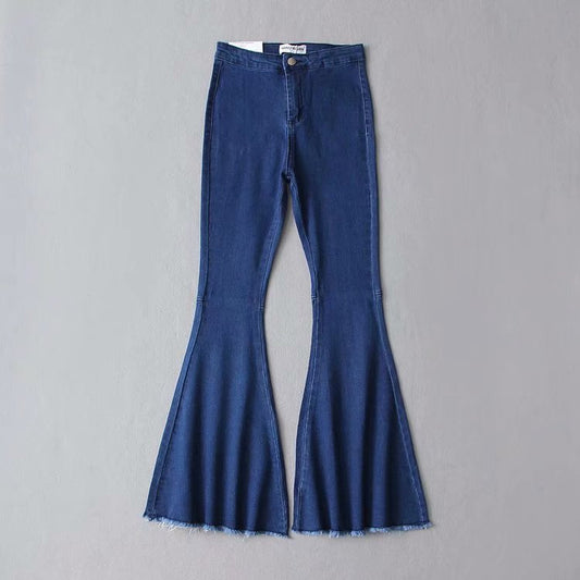 High waist denim flared pants